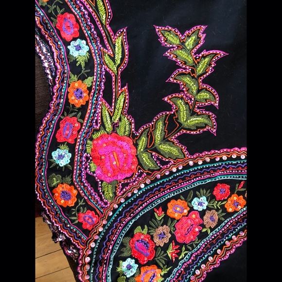 Basil & Maude Black Skirt w/ Sequin Floral/Paisley - Picture 8 of 8